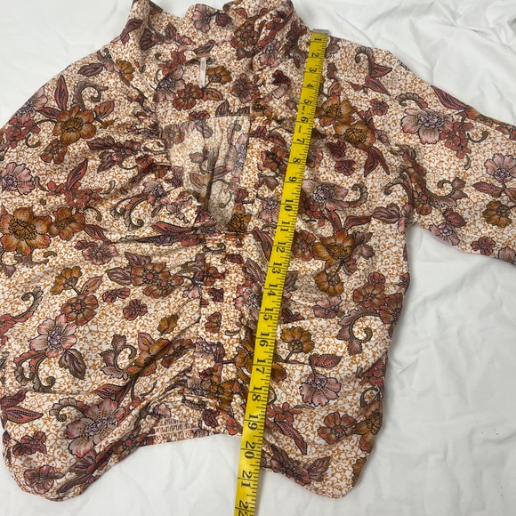 Free People Women’s I got you Printed Top Blouse Sz L Floral Long Sleeve - Picture 13 of 16